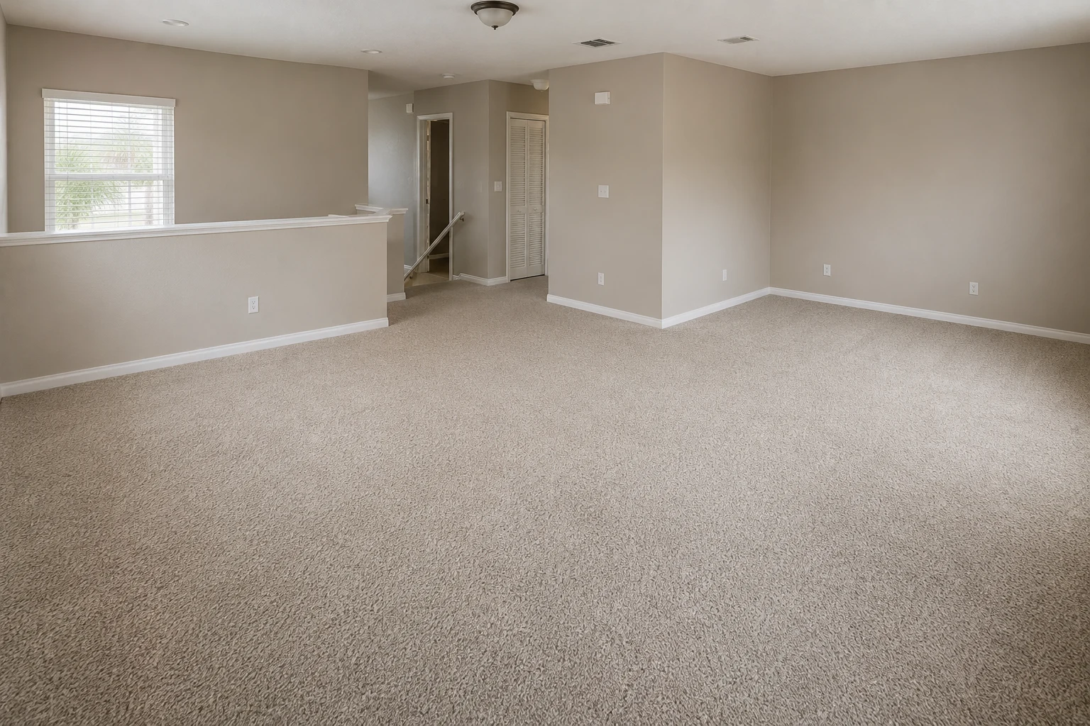 Worn, dated carpet before flooring replacement