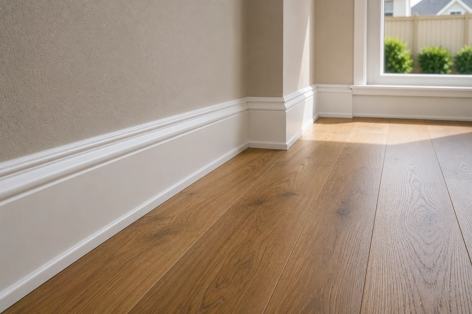 Baseboard and trim installation in a SAVAM House flooring project