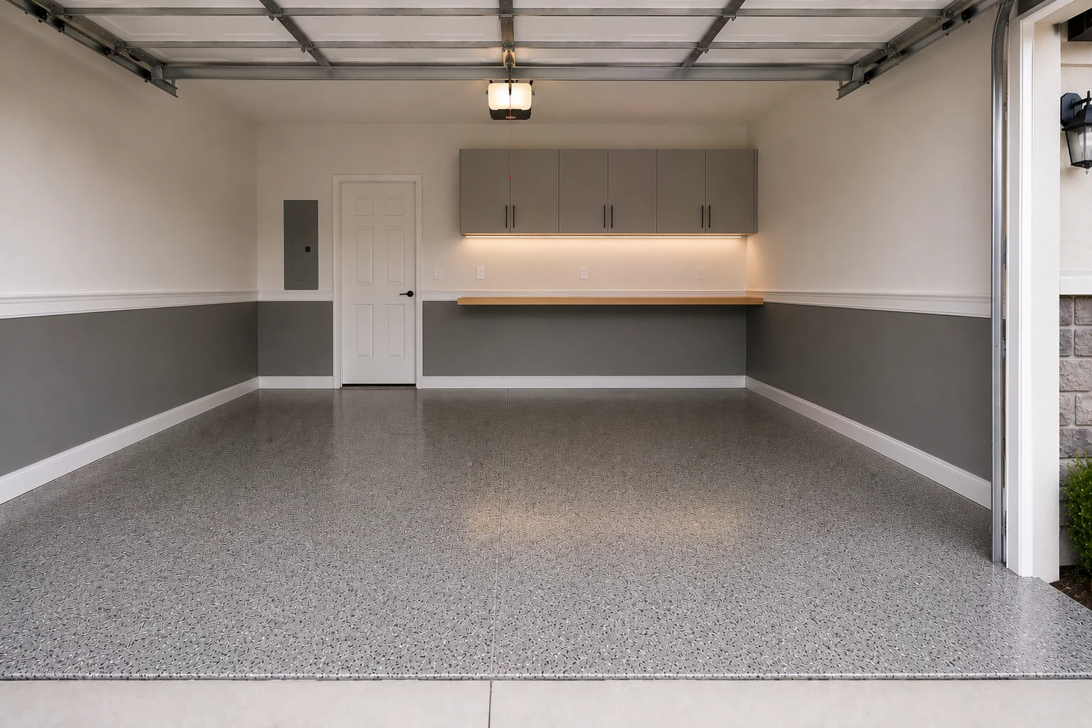 Slatwall storage system and workbench after renovation by SAVAM House