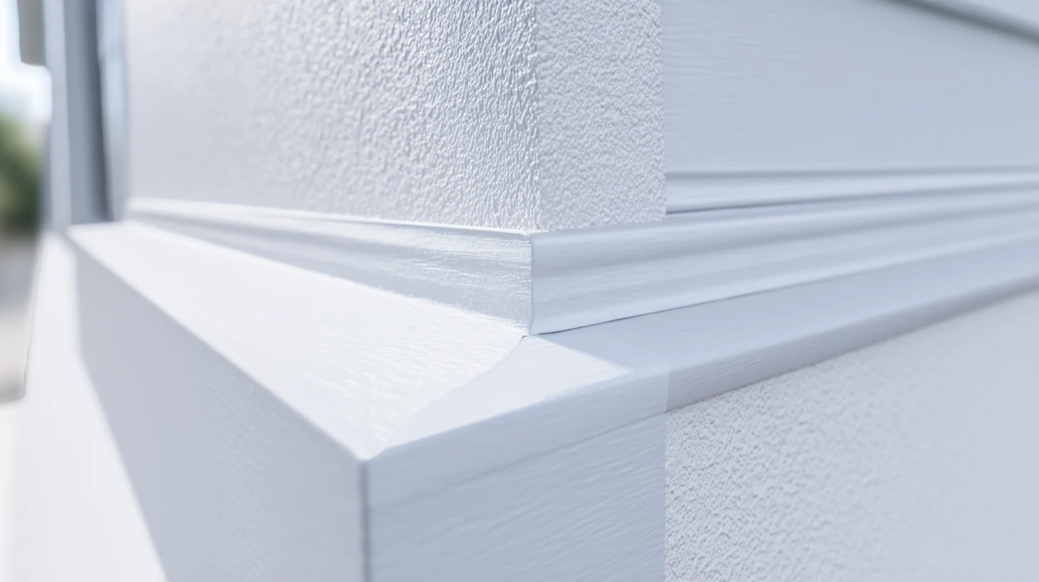Fresh premium exterior caulk applied around window trim in a SAVAM House home services project
