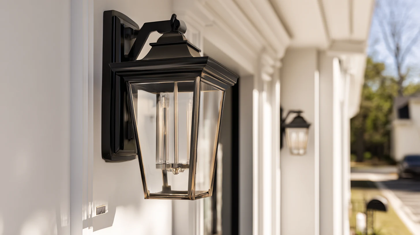 Exterior light fixture installed on a home in a SAVAM House home services project