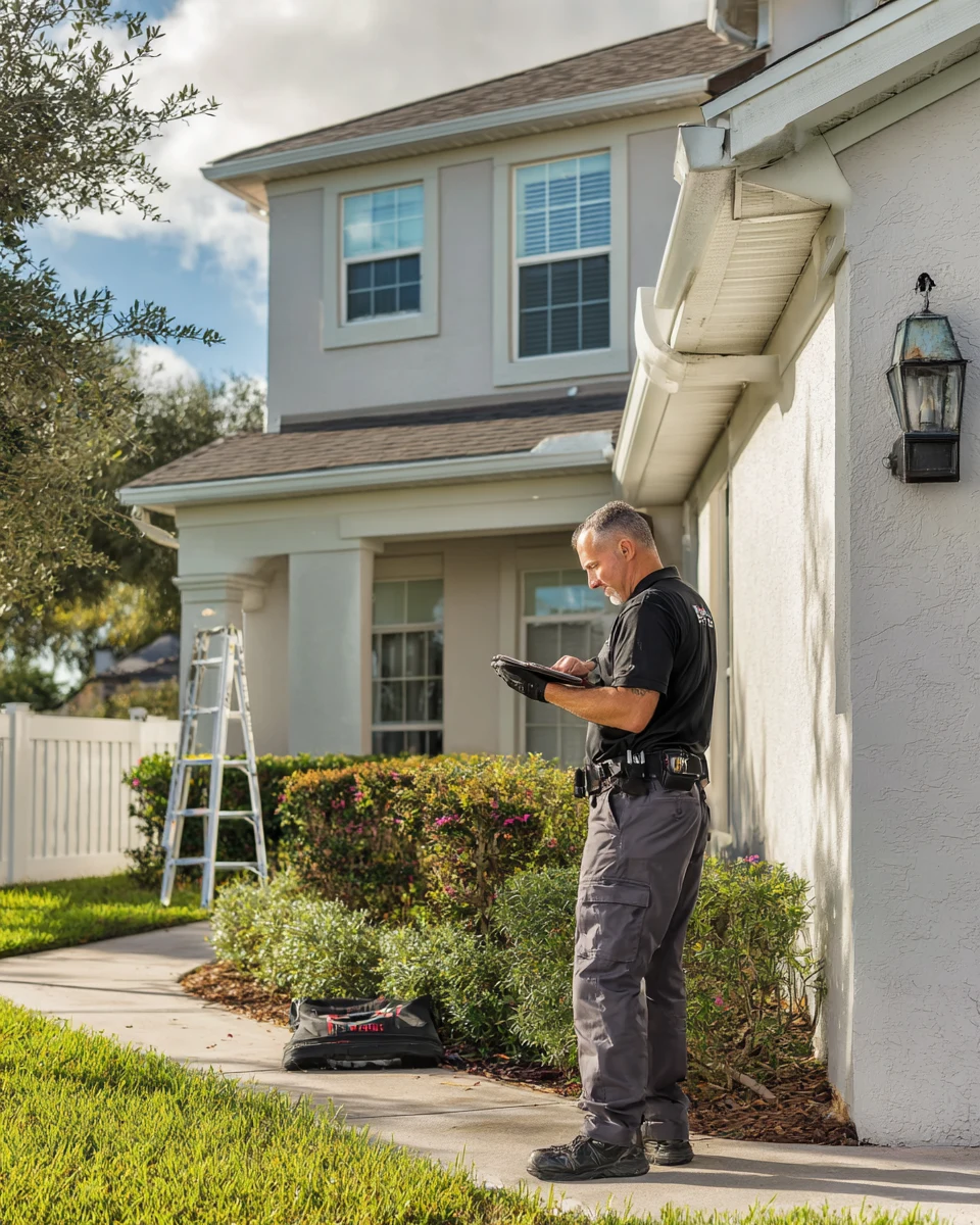 Technician performing a home inspection with a tablet by SAVAM House