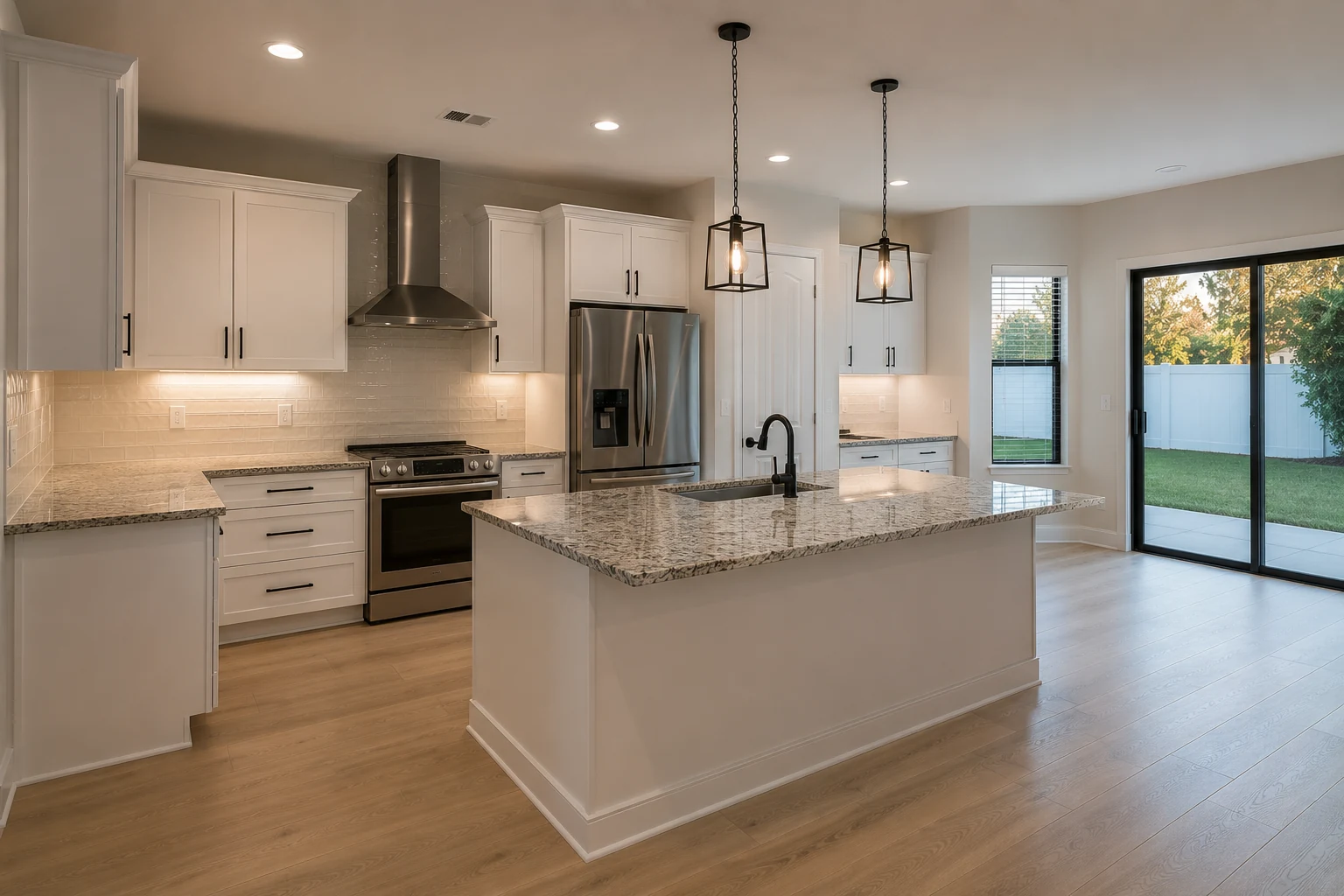 Galley kitchen converted to an island layout after renovation by SAVAM House