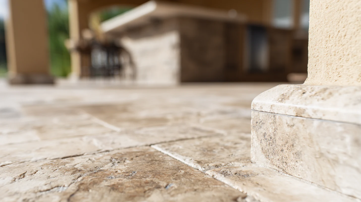 Natural stone detail on a covered lanai in a SAVAM House outdoor living project