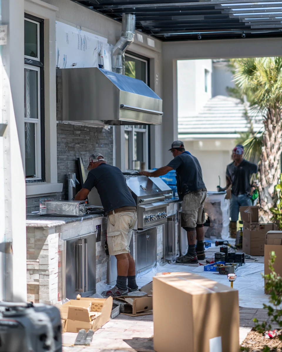 Summer kitchen installation with stone veneer by SAVAM House