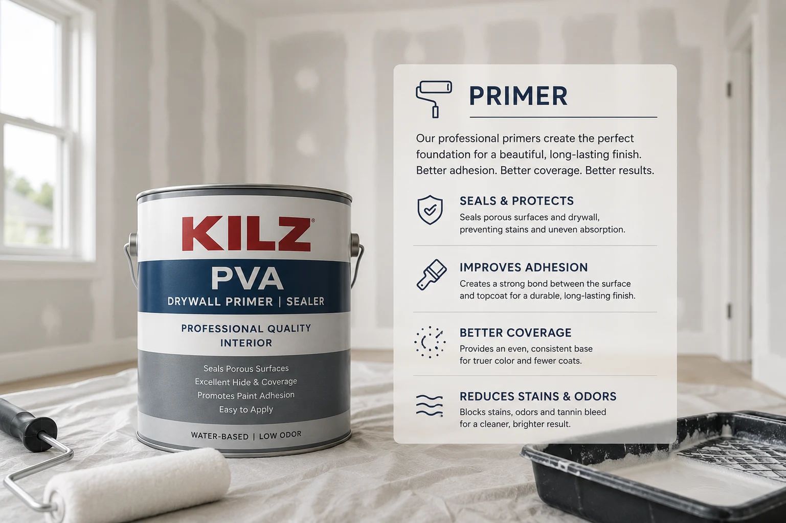Primer application in a SAVAM House painting project