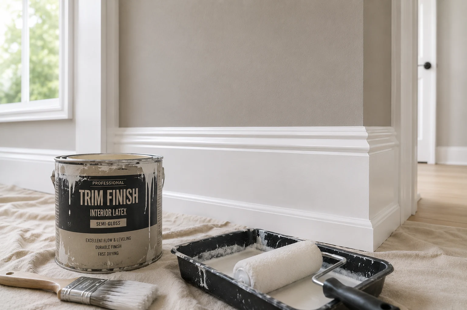 Trim and molding finish in a SAVAM House painting project