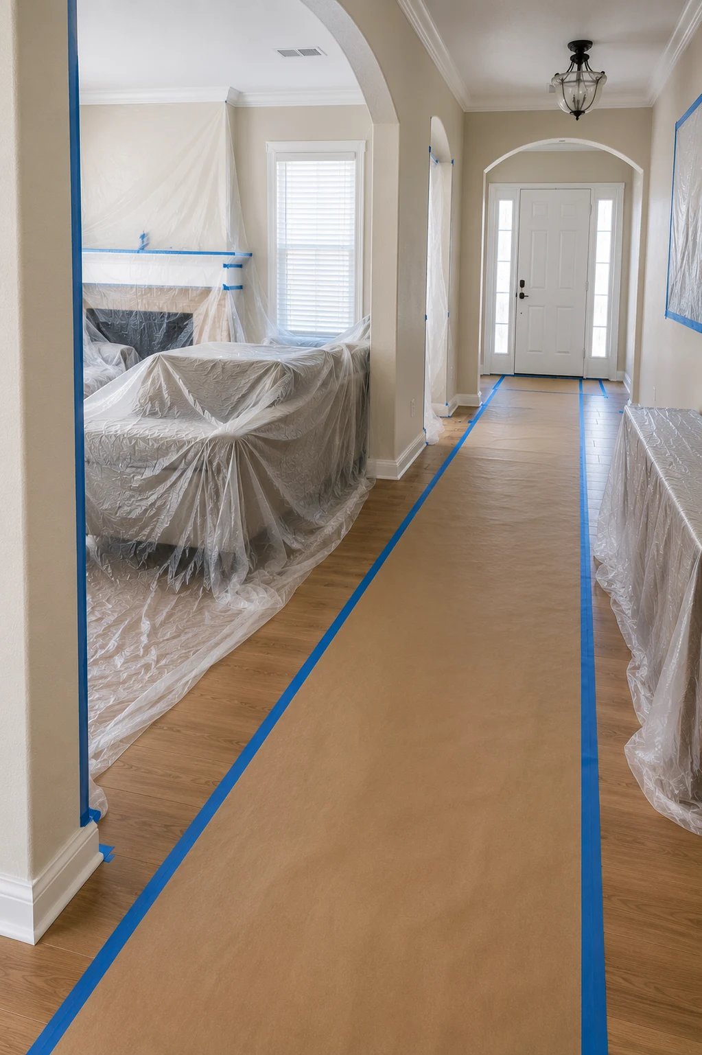 Furniture and floor protection before painting by SAVAM House